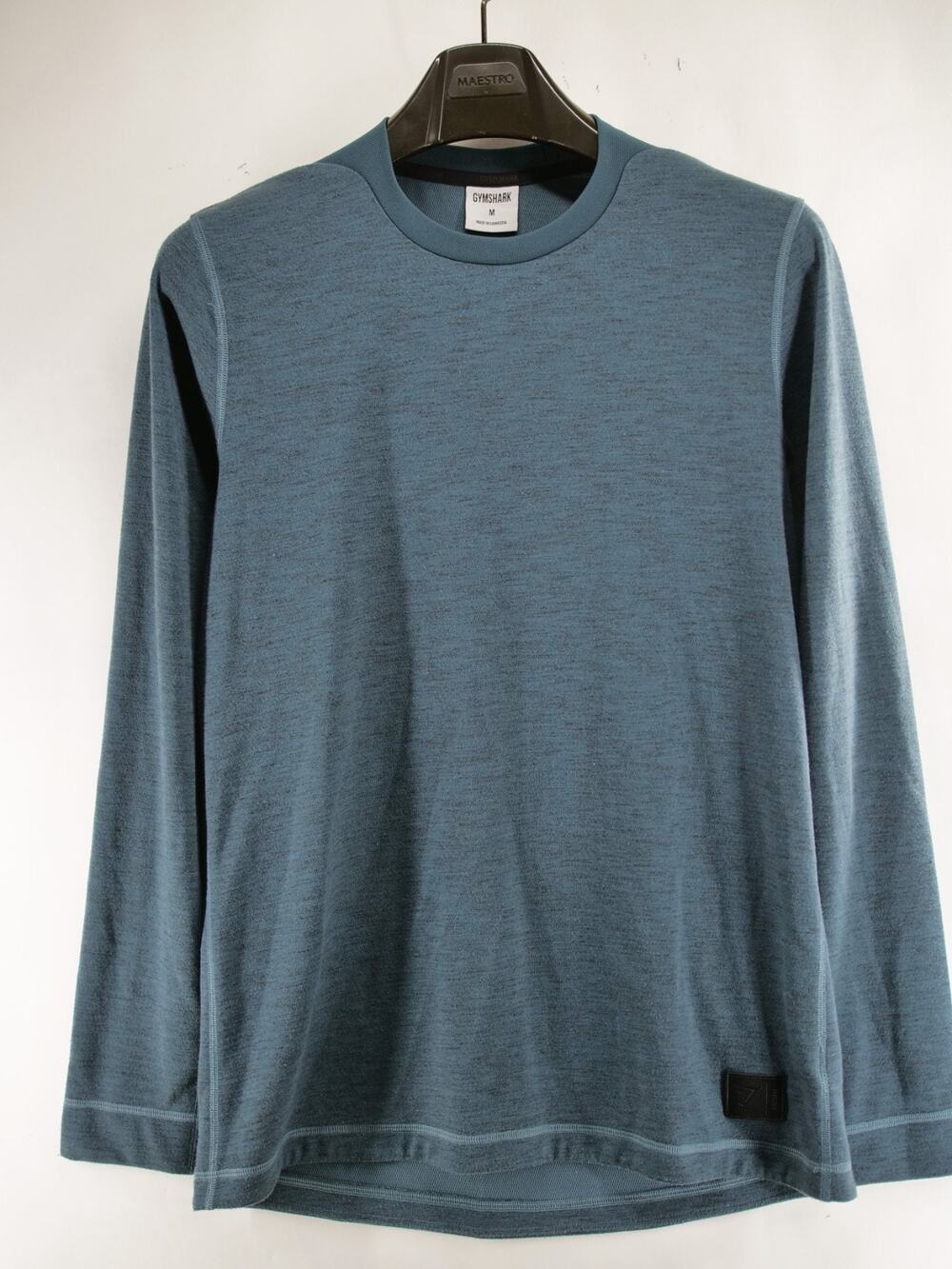 Gymshark Men's Apex Long Sleeve Shirt Teal Blue Heathered Gym Size M A1A6M Top